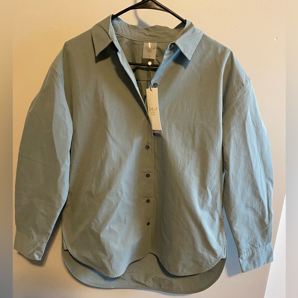 Calia Womens Button Up Shirt Relaxed Size Small- Dark Slate